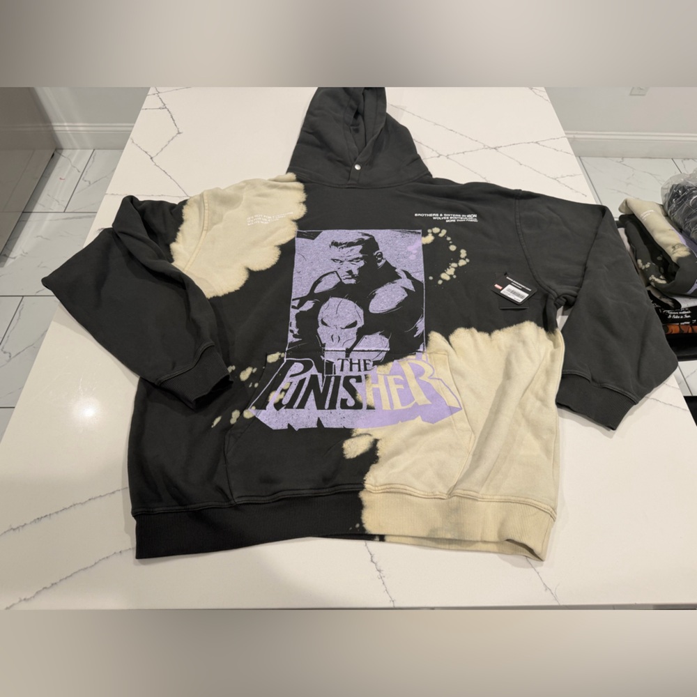 Darc Sport Black & Cream Tie-Dye Hoodie with Purple Graphic